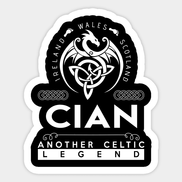 Cian Name T Shirt - Another Celtic Legend Cian Dragon Gift Item Sticker by harpermargy8920